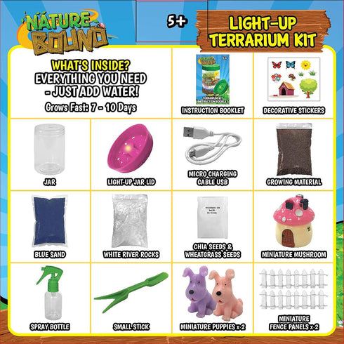 Nature Bound Light-Up Terrarium Kit with LED Light for Kids, Puppy Animal Theme STEM Science Kit for Boys & Girls