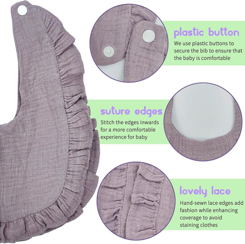 Baby Bibs Muslin Bibs for Girls and Boys, Soft Absorbent Drooling and Feeding Bibs