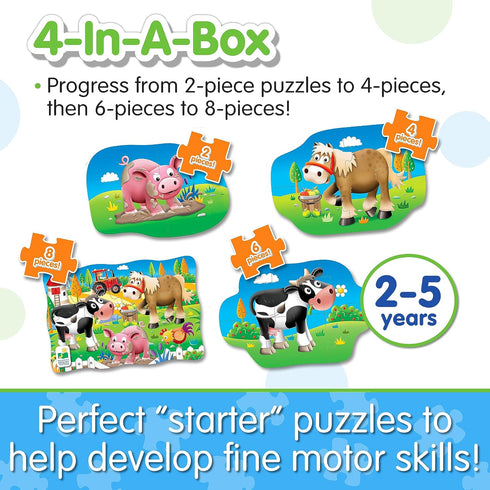 The Learning Journey My First Puzzle Sets - 4-In-A-Box Farm-Themed Educational Toddler Toys