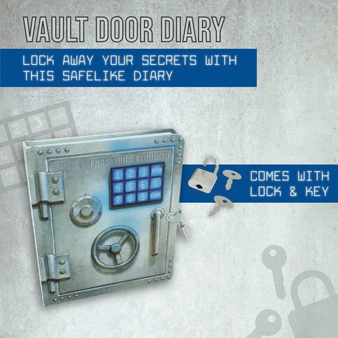 Peaceable Kingdom Vault Door Diary, 6.25" Lock and Key, Lined Page for Kids