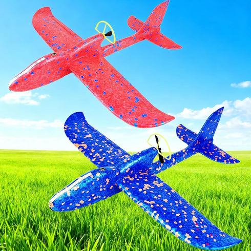 HSRBO 2 Pack Electric Foam Airplane Toy,Throwing Whirly Gliders Plaything Aeroplane with USB