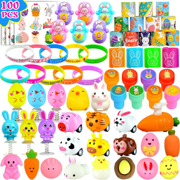 U-Goforst 100 Pack Easter Egg Fillers, Easter Basket Stuffers for Kids Boys