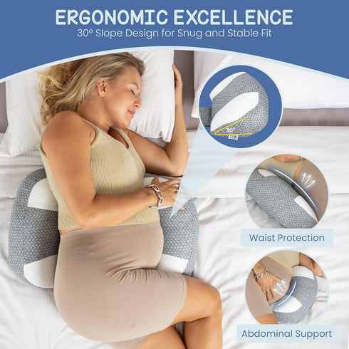 Plus Sized Pregnancy Pillow for Sleeping - Belly, Hip, Back Support for Pregnant Women -Maternity Wedge Pillow