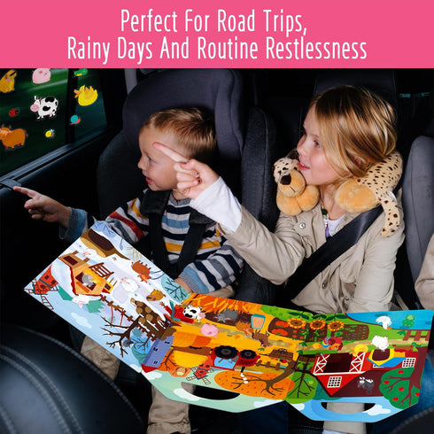 35 Reusable Sticker Book, Farm Animal Static Stickers Waterproof Animals & Insects Decals Matching Game Activity Books