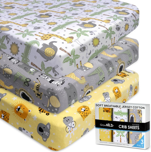 Fitted Nautical Crib Sheets (3 Pack) by GROW WILD - Jersey Knit