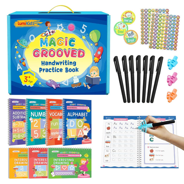 Magic Grooved Writing Practice for Kids Ages 35 - Reusable Grooved Writing