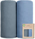 Organic Cotton Baby Muslin Blanket, Large 47x47 inches, Hypoallergenic Swaddle Blanket, Double Layer (Slate/Aquarius)
