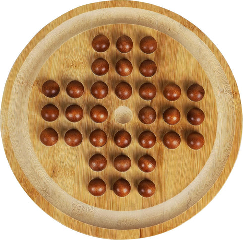 TOWO Wooden 2-in-1 Solitaire and Labyrinth Game Set - Classic 25cm 9.8” Strategy Game for 1 Player, Ages 6+