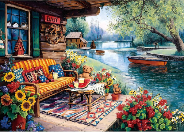 Lake House 1000 Piece Puzzle for Adults Summer Lakeside Retreat Jigsaw Puzzle