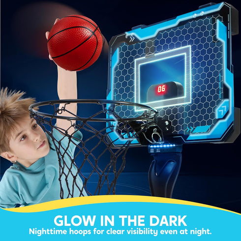SYNCFUN Mini Basketball Hoop for Kids - Light Up Over The Door Toy with Scoreboard & 4 Balls, Birthday Gift