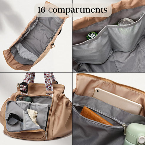 16 16 3-in-1 Everyday Bag Tote for Women, Spacious Diaper Bag with Pockets, Durable Travel Bag, Sleek Work Shoulder Bag