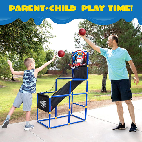 JOYIN Arcade Basketball Game Set, Indoor/Outdoor Sport Play with 4 Balls and Hoop for Kids 3 to 12 Years Old