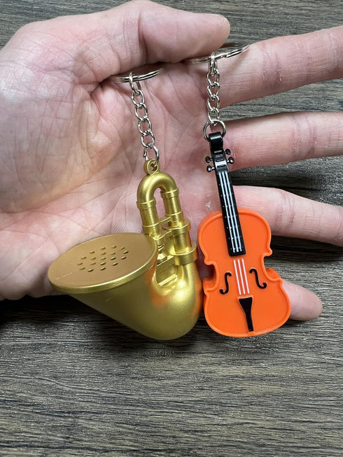 (WSV-V1-1P-WT) MunnyGrubbers - Original World's Smallest Violin & World's Saddest Trombone Toy Keychain with Playable