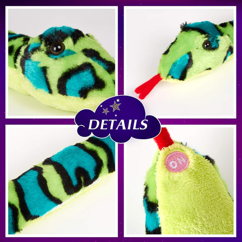 Houwsbaby 40'' Green Realistic Light Up Snake Stuffed Animal, Glowing Plush Toy for Practical Jokes, Kids Christmas Gift