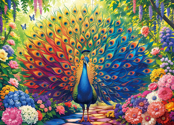 Colorful Peacock Artwork Puzzles for Adults 1000 Pieces, Perfectly Letter on Back