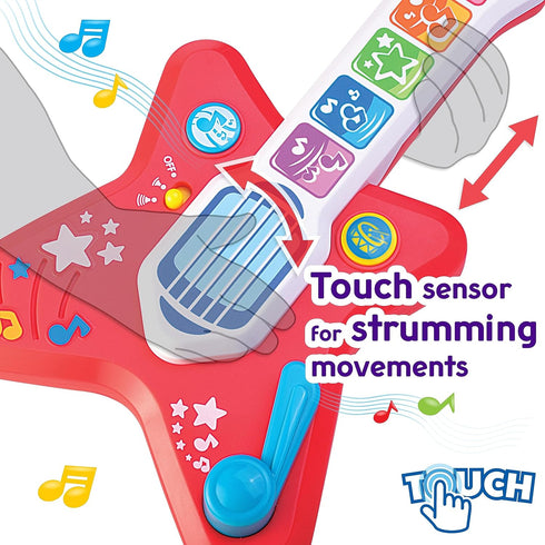 Toddler Light Up Magic Touch Guitar Music Toy with Volume Control - Infant Touch Sensor Instrument for Kids 12-36 Months