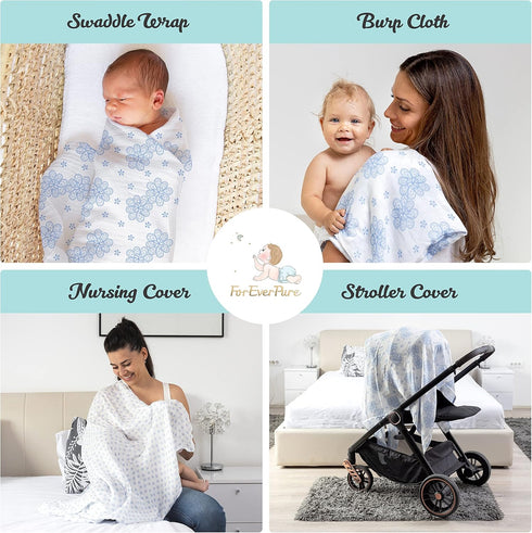 Set Luxury Baby Bath & Swaddle The for New Parents - Light Blue