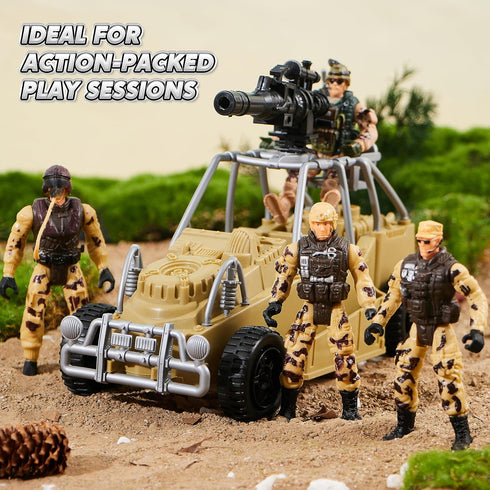 JOYIN Military Base Toys Set - Includes Military Base, Vehicles, Army Men Action Figures, and Weapon Gear Accessories