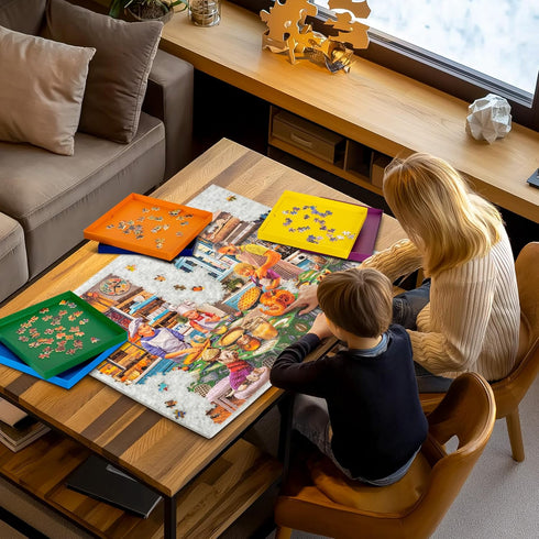 3 1000 Tektalk Foldable Jigsaw Puzzle Board with Angle Adjustable Bracket/Stand, Lightweight Portable Puzzle Mat