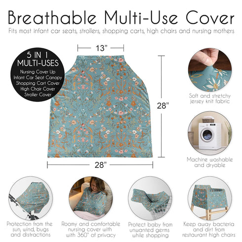Sweet Jojo Designs Boho Wildflower Vintage Floral Girl Infant Baby Car Seat Cover Nursing Breastfeeding High Chair
