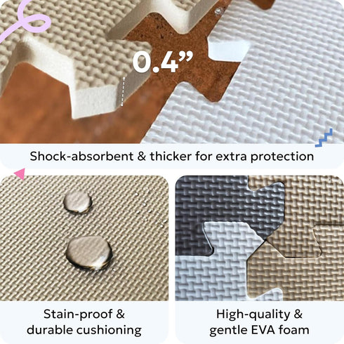 50x50 6-12 MioTetto Baby Play Mat, Soft Foam Floor Tiles for Kids. Adjustable Interlocking Foam Tiles, Fits