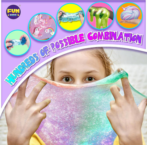 6+ Fluffy Unicorn Slime Kit for Girls, FunKidz Cloud Slime Gift for Ages Kids Fun Slime Making Kit Awesome Craft Toy