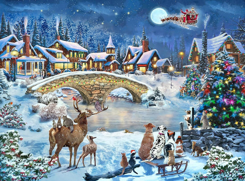Christmas Puzzle Eve 500 Pieces Jigsaw Puzzles for Adults, 27" x 20" Large Winter Santa Claus