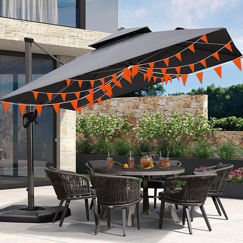 Consummate 100 Feet Orange Pennant Banners, Triangle Bunting Flags for Grand Opening, Party Decorations