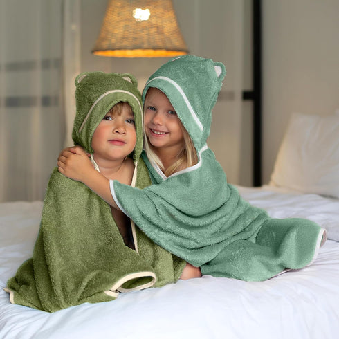 Ultra-Soft Olive Hooded Toddler Bath Towels - Rayon from Bamboo