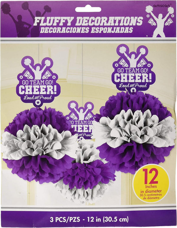 Amscan Spirit Squad Deluxe Fluffy Decorations - 3 Pcs, 12"