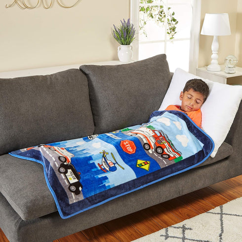 30" 40" EVERYDAY KIDS Toddler Throw Blanket - by - Fire and Police Rescue - Super Soft, Plush, Warm and Comfortable