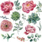 Amaonm Removable 3D Pink Red Peony Flowers Wall Decal - DIY Peel and Stick Art Decor for Kids Bedroom