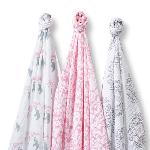 SwaddleDesigns Large Marquisette Receiving Swaddle Blankets for Baby Boys/Girls, Soft Premium Cotton