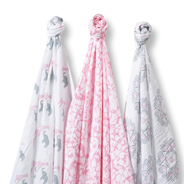 SwaddleDesigns Large Marquisette Receiving Swaddle Blankets for Baby Boys/Girls, Soft Premium Cotton