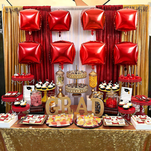 Balloons,22Inch 4D 6Pcs Red Cube Foil Square Foil Balloons Building Block Balloons for Birthday Anniversary Baby Shower