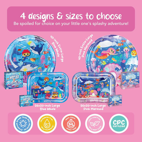 Tummy Tummy 3 KooKooBaby Water Time Mat - Large Sensory Baby Water Mat for Time & Motor Development - Leak-Proof