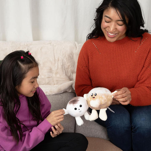 7.5", 8.5" 0+ Celestial Buddies Pluto & Charon Buddy | Soft Stuffed Plush Embroidered Features Fun Planet Facts Tag