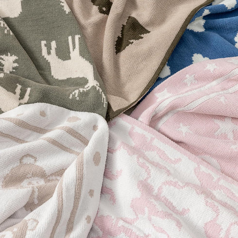 Gift(30x40 Inches,Bouncy Berkshire Baby Blanket,Ultra-Plush Reversible Chenille Knit Toddler Blanket,Cute Pattern
