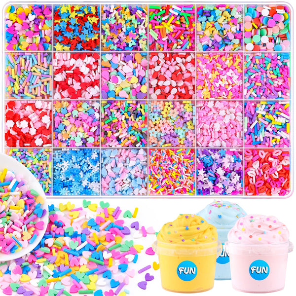 TINKRSTUFF 24-Grid Slime Mix Ins Non-edible Polymer Clay Slime Add Ins|Fake Sprinkles Kawaii