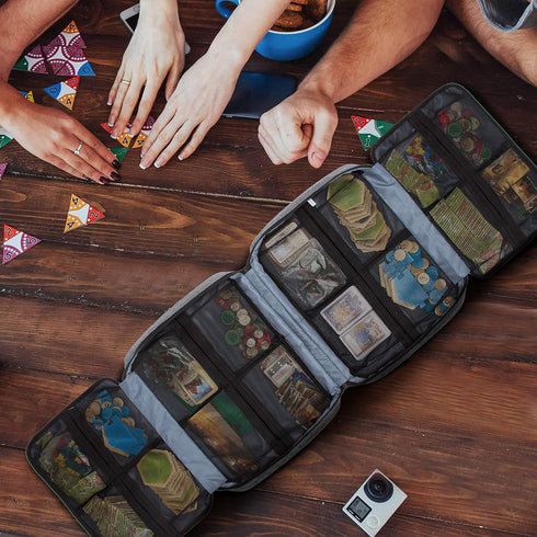 18 KISLANE Board Game Carrying Case with Pockets for Board Games, Pieces, Tokens, Cards and More, Expandable Board Game