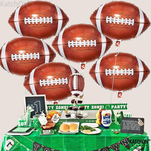 KatchOn 18 Inch Football Balloons for Party Decorations, Pack of 6 Foil Touchdown Balloons for Birthday Party