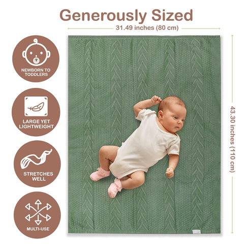 31.5 43.3 Inches Organic Cotton Knit Baby Blanket X Soft Knitted and Breathable Baby Blanket for Boys and Girls Perfect