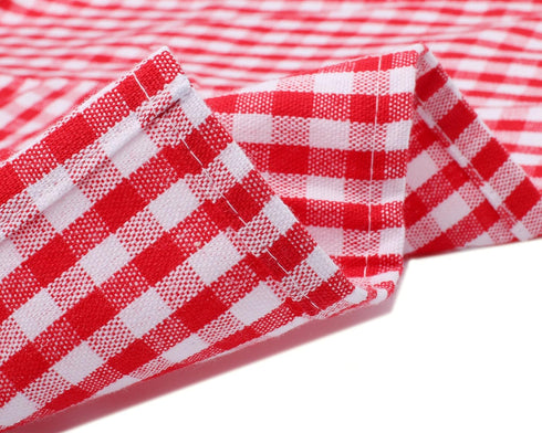 Jennice House Kids Aprons - Children's Pure Cotton Gingham Apron with Pocket, Adjustable Neck Strap (Red, S)