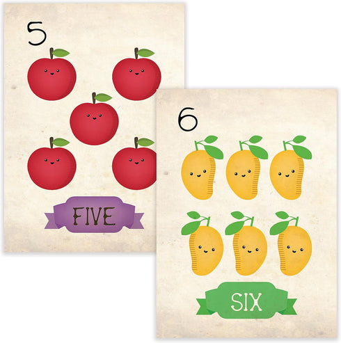 Counting 1-10, Children Inspire Design Nursery Decor, Fruits Cards, Number Flash Cards Kid's Decor, Eco-Friendly Print