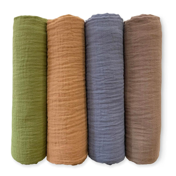 SwaddleDesigns Cotton Muslin Swaddle Blankets for Babies, Set of 4, Neutral Receiving
