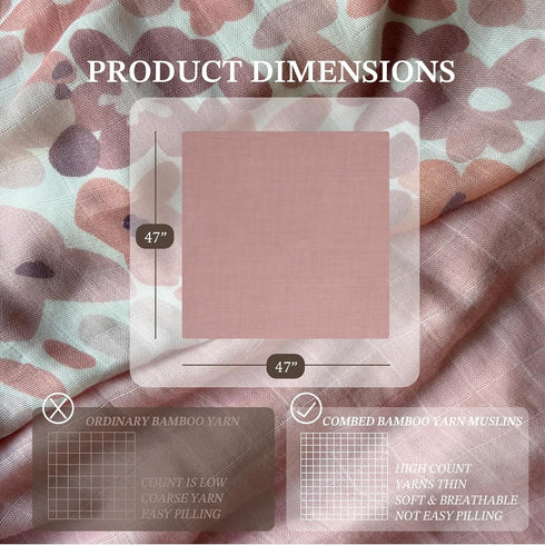 Set: (2-Pack) (2-Pack) 4-Piece Pink Floral Nursery Bedding Muslin Fitted Crib Sheets & Soft Newborn Swaddle Blankets