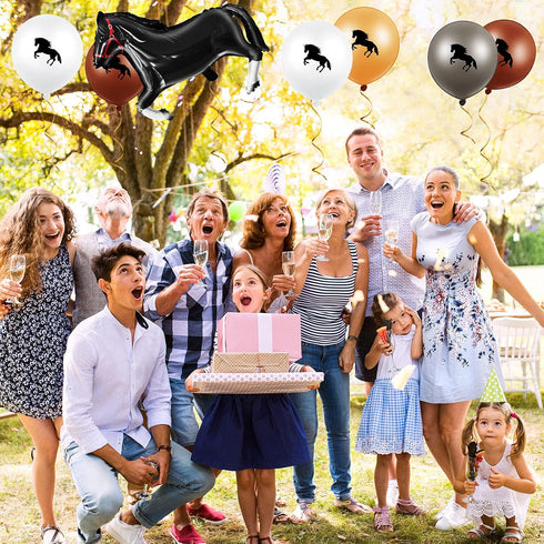 Threan 44 Pcs Horse Party Decoration, Including 12 Inch Horse Latex Balloon, 30 Inch Foil Balloon for Cowboy Cowgirl