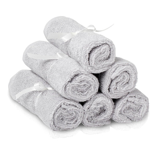 10"x10" Pack 6 Natemia Baby Washcloths - Soft Cotton Baby Towels - of Multipurpose Reusable Wipes for Infants