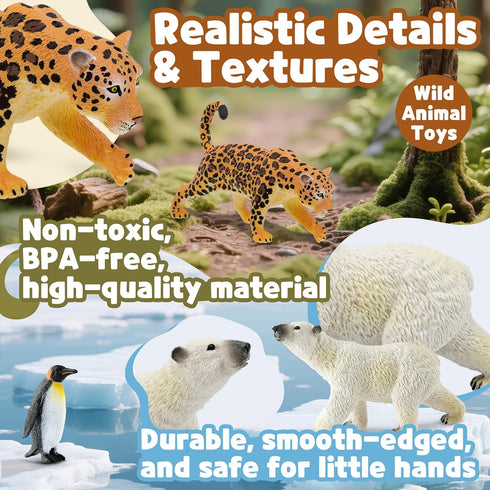 9 3-5 Zippytots PCS Zoo Animal Toys for Kids Realistic Plastic Wild Animal Figurine Toys Educational Learning Toy