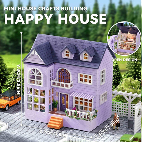 DIY Miniature Dollhouse Kit - Happy House with Furniture for Creative Fun